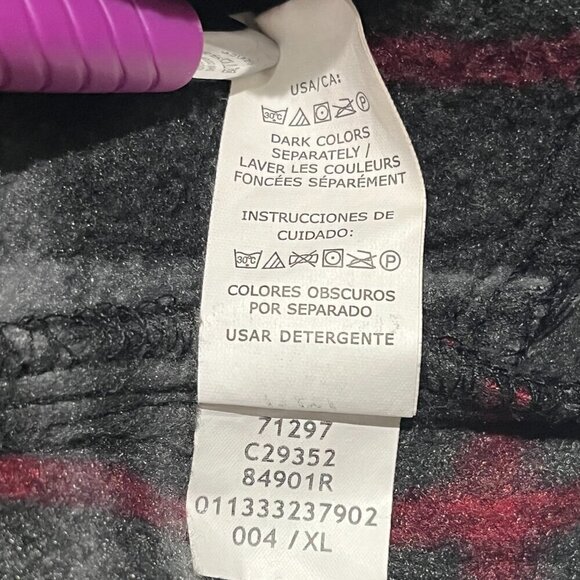 Vintage CHAPS Plaid Fleece 1/4 Snap Drawstring Bottom Pullover Shacket Pockets - Picture 12 of 13